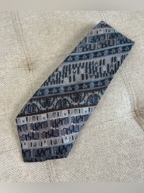 Valentino Cravatte Silk Necktie Tie 59”X3.25” Abstract Geometric Handmade Italy